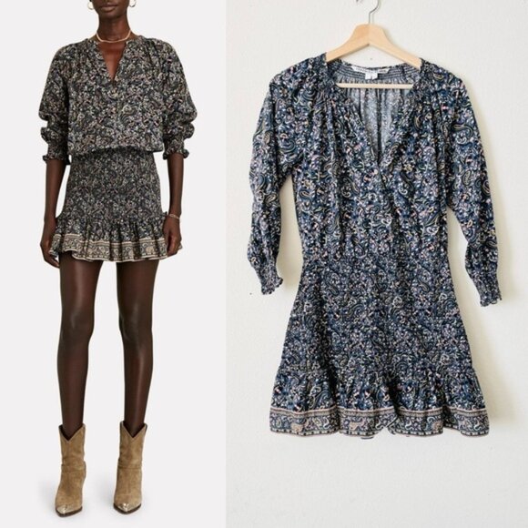 Veronica Beard SIZE 4 Karlina paisley smocked mini dress - Picture 1 of 6